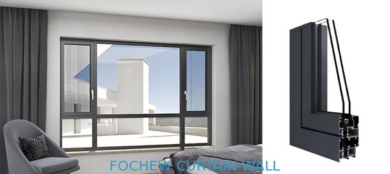 satın al Siyah Isı Yalıtımlı Kanatlı Pencere JZG50 Ticari Alüminyum Kanatlı Pencereler online manufacture